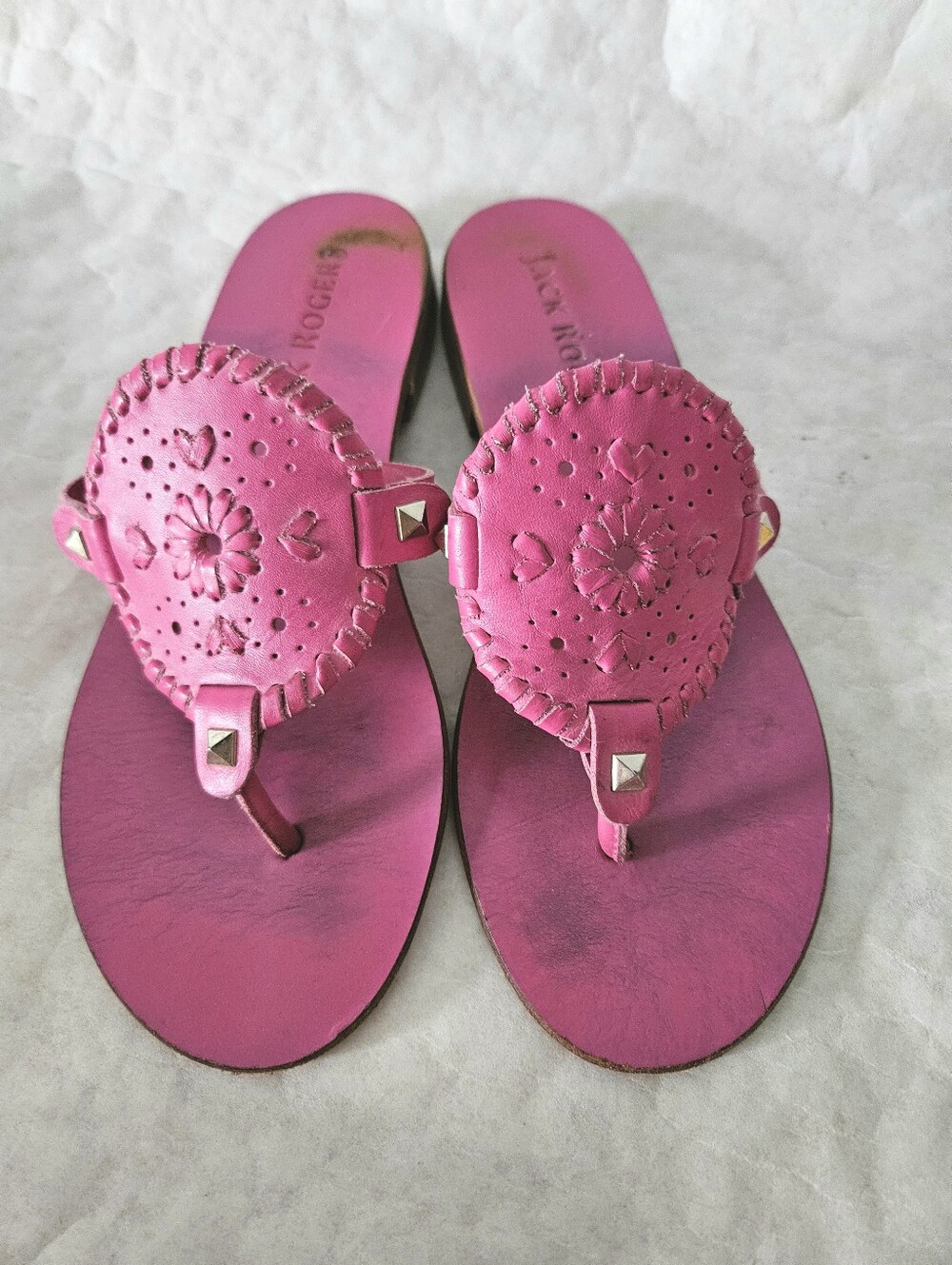 Jack Rogers Pink Leather Flip Flop Sandals